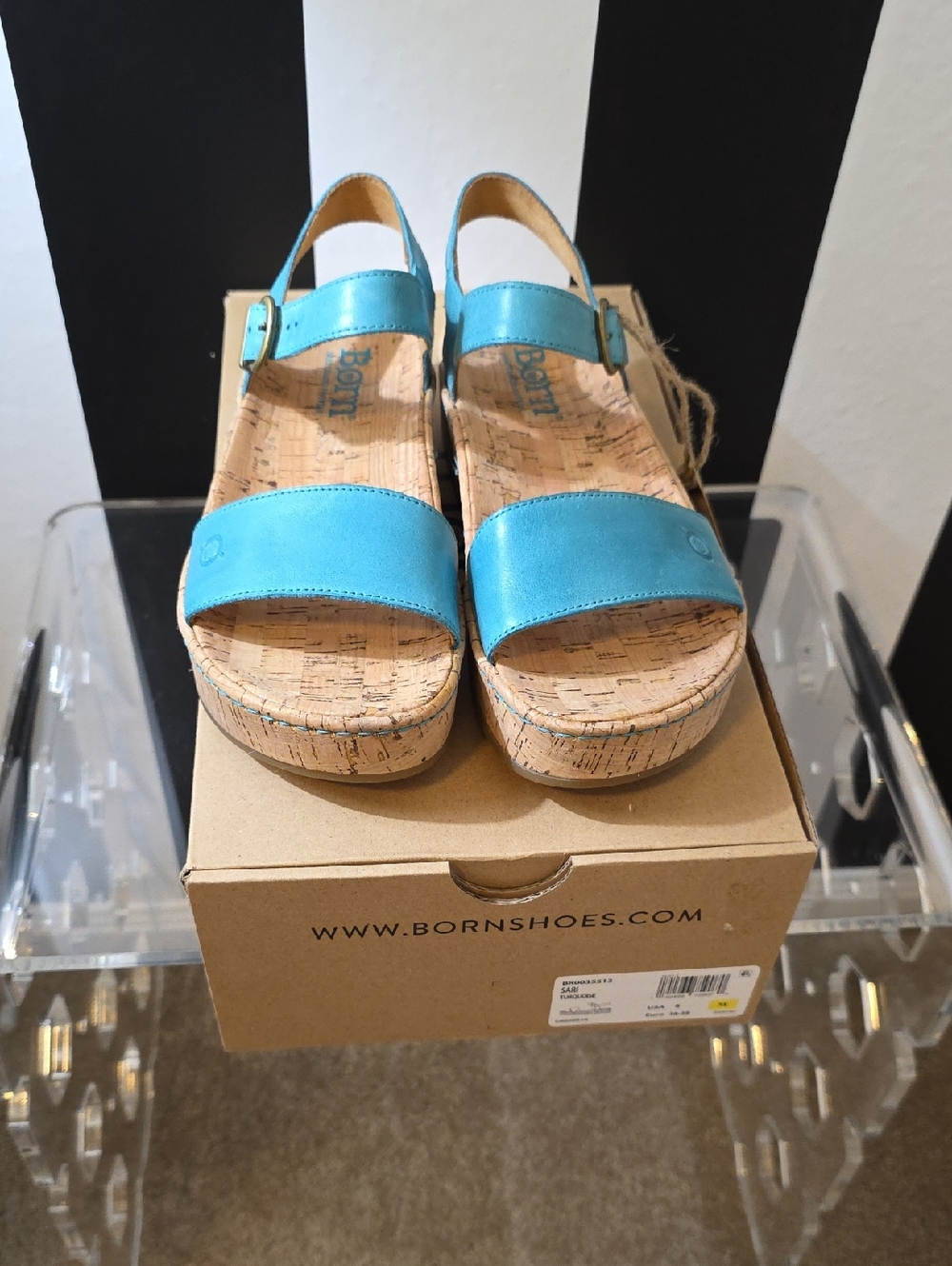 Born Metallic Teal Wedge Sandals